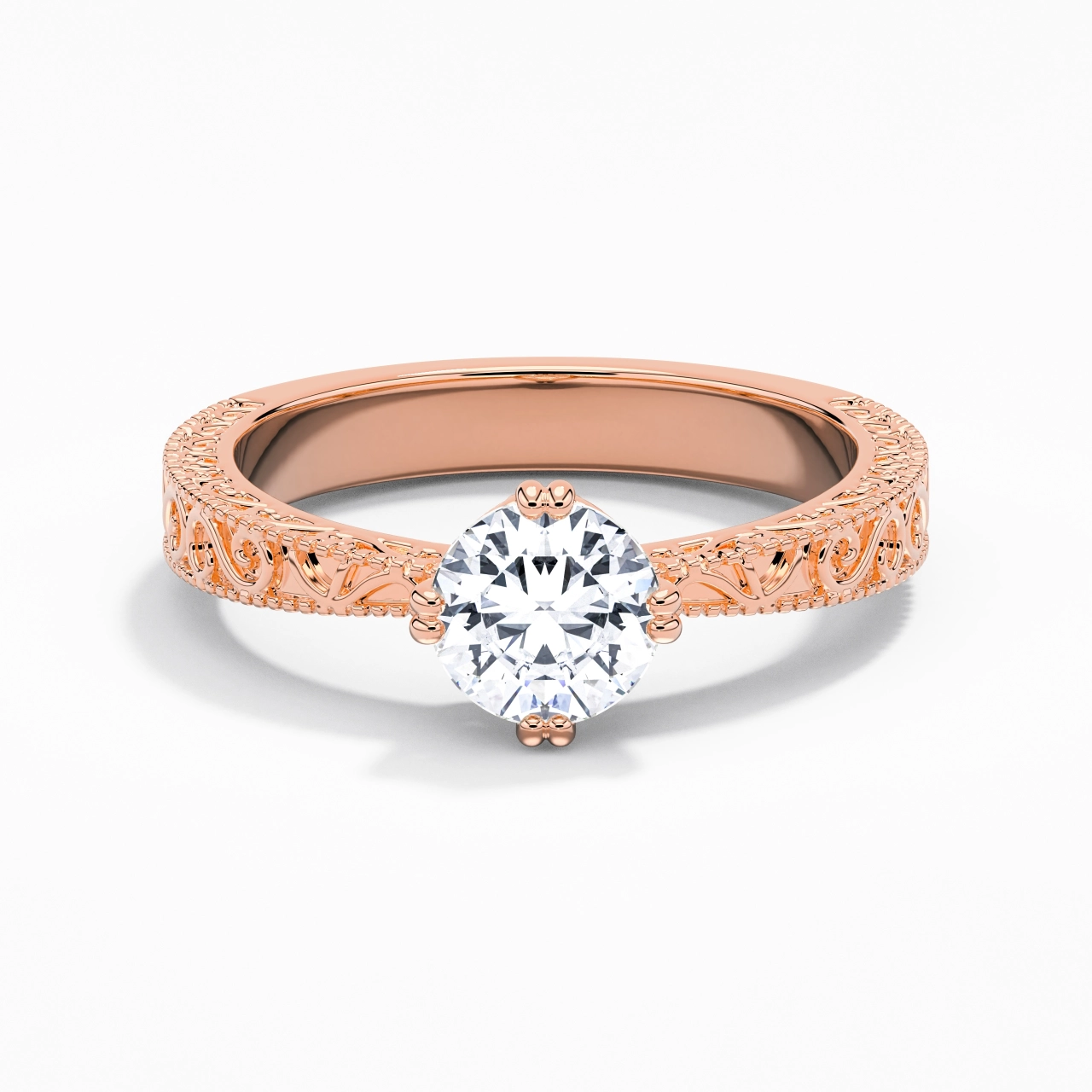 18K Rose Gold Moissanite Engagement Ring