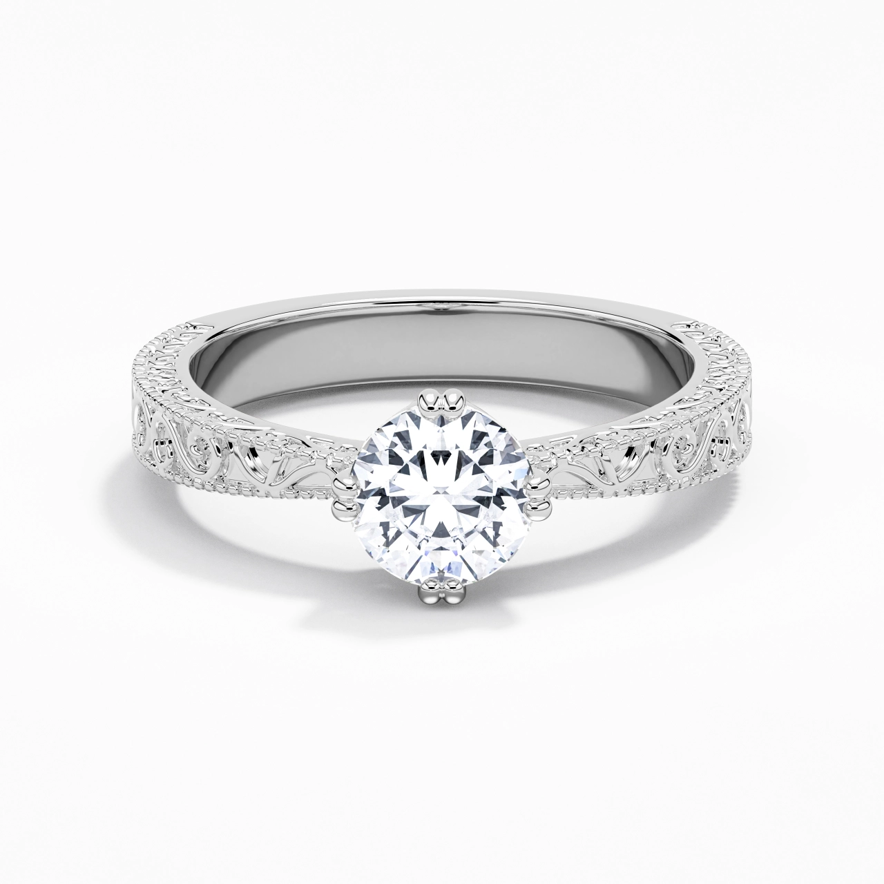 18K White Gold Moissanite Engagement Ring