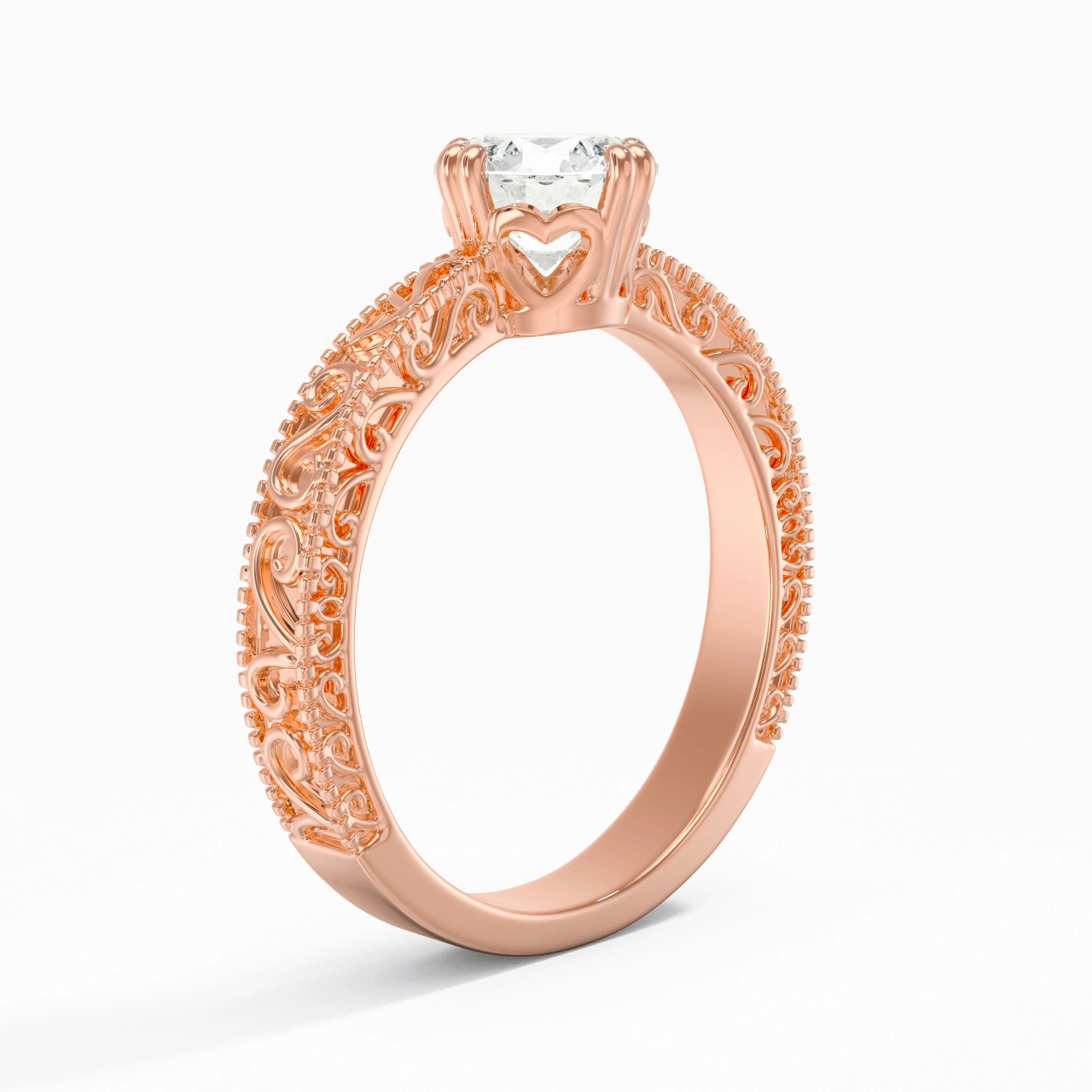 18K Rose Gold Moissanite Engagement Ring