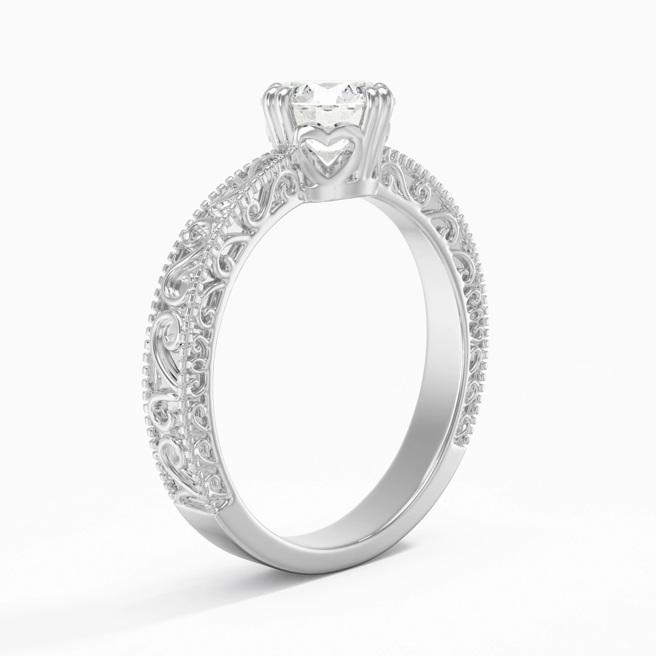 18K White Gold Moissanite Engagement Ring