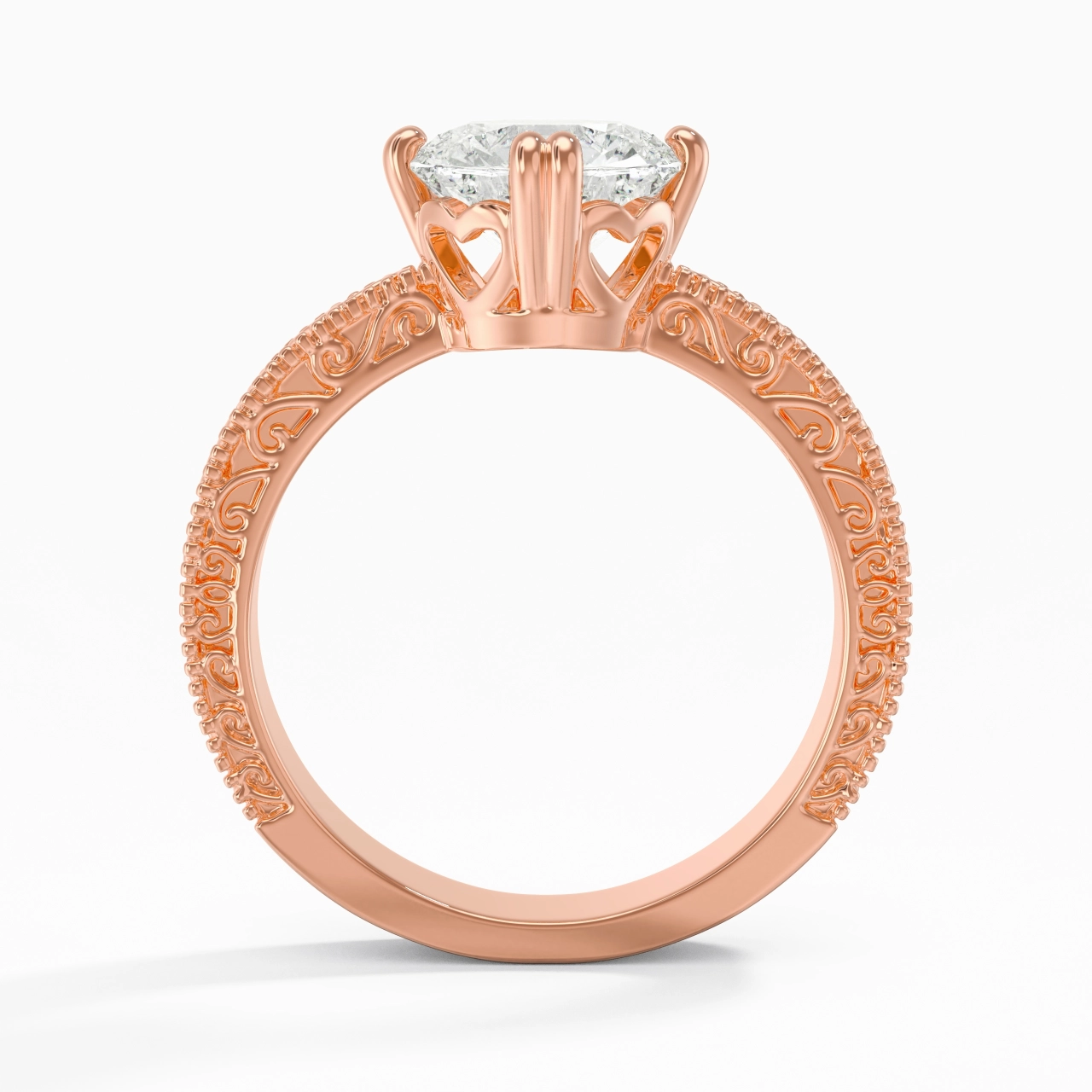 14K Rose Gold Moissanite Engagement Ring