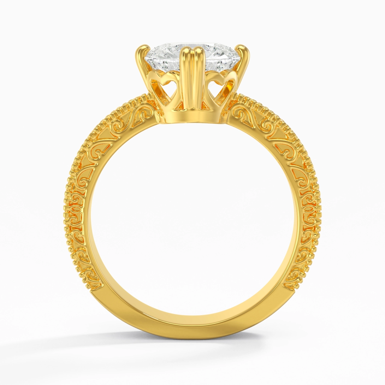 18K Gold Moissanite Engagement Ring