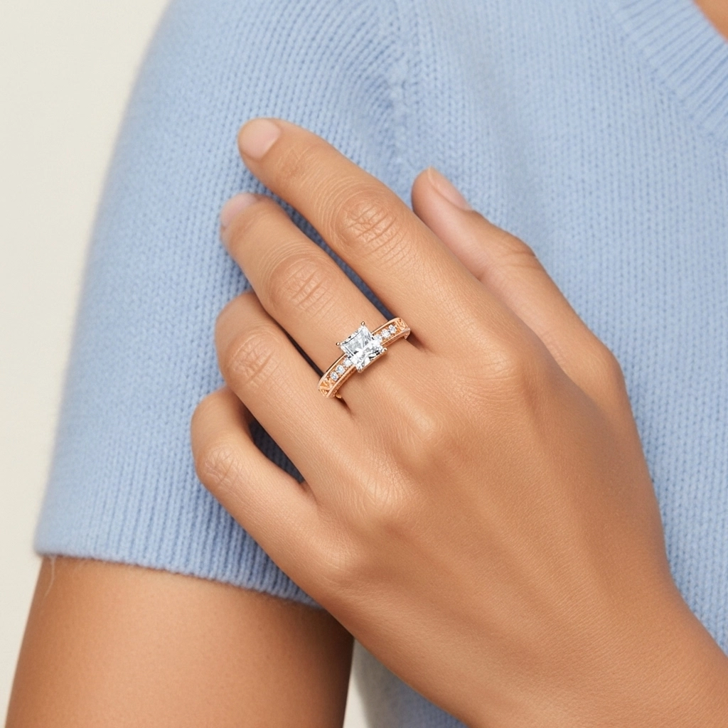 925 Sterling Silver Moissanite Engagement Ring