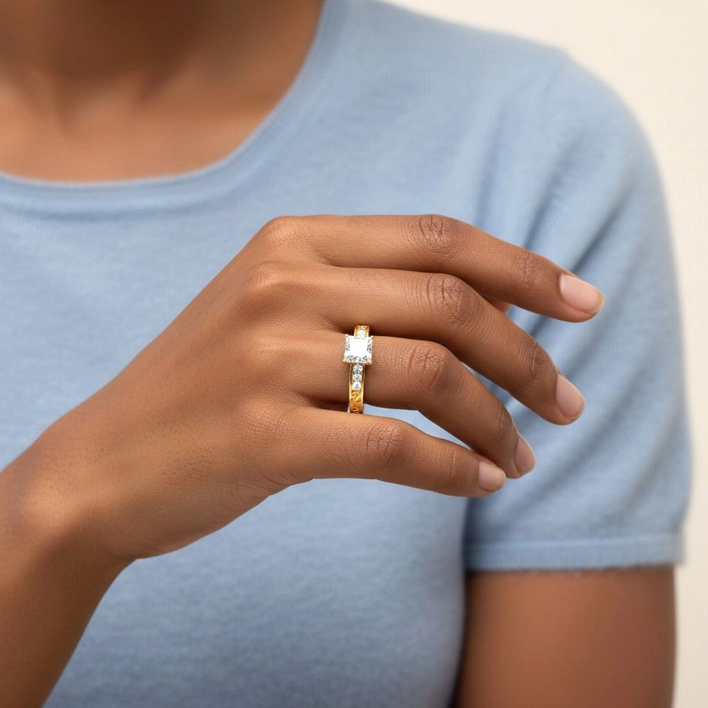 18K Gold Moissanite Engagement Ring