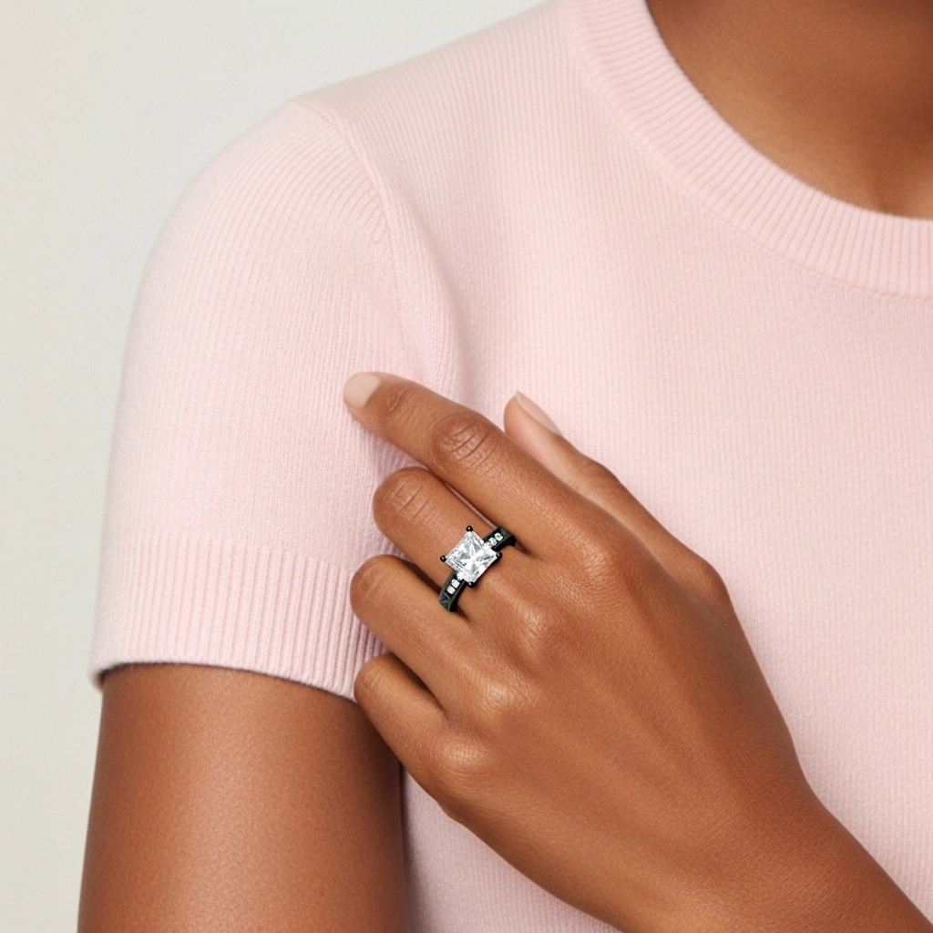 Argent sterling 925 Griffe Canaliser Bague de fiançailles