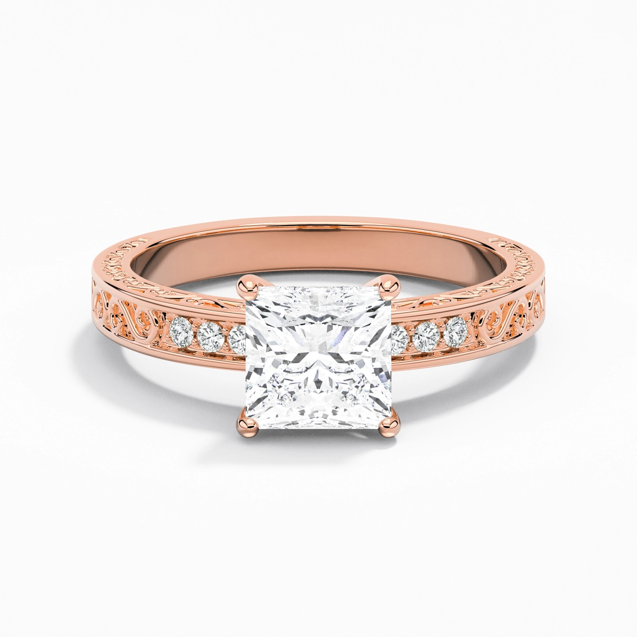 18K Rose Gold Moissanite Engagement Ring