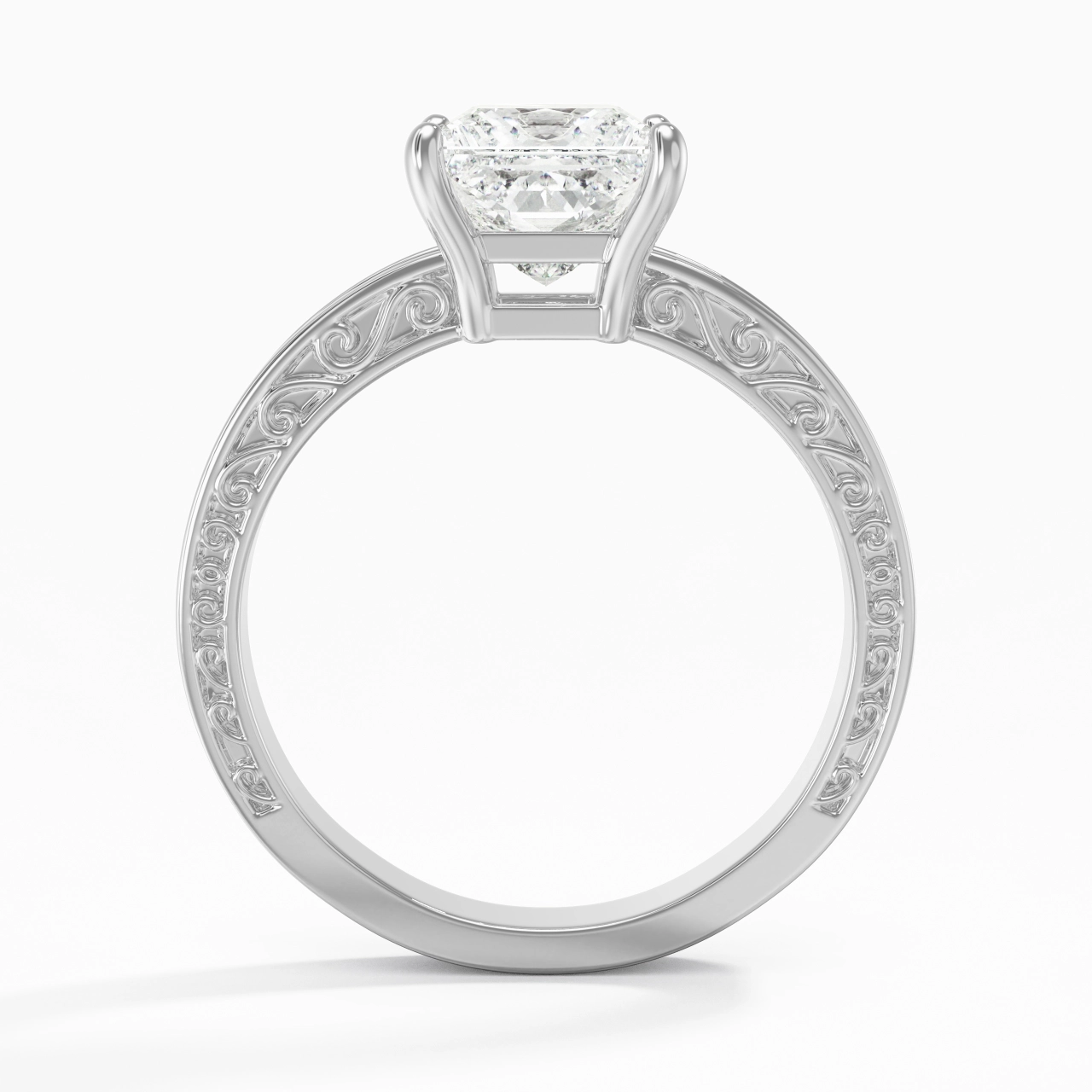 18K White Gold Moissanite Engagement Ring