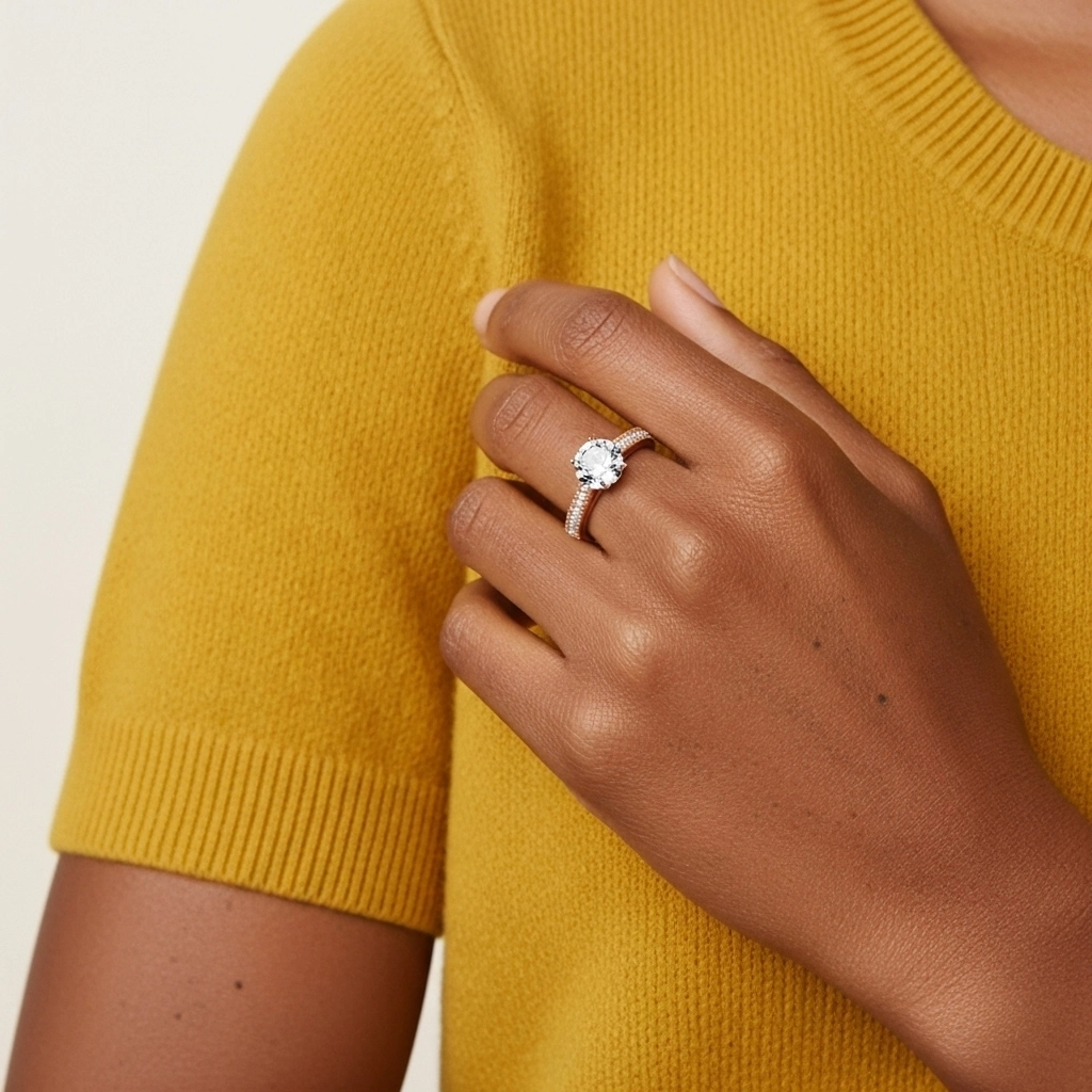 Argent sterling 925 Moissanite Bague de fiançailles