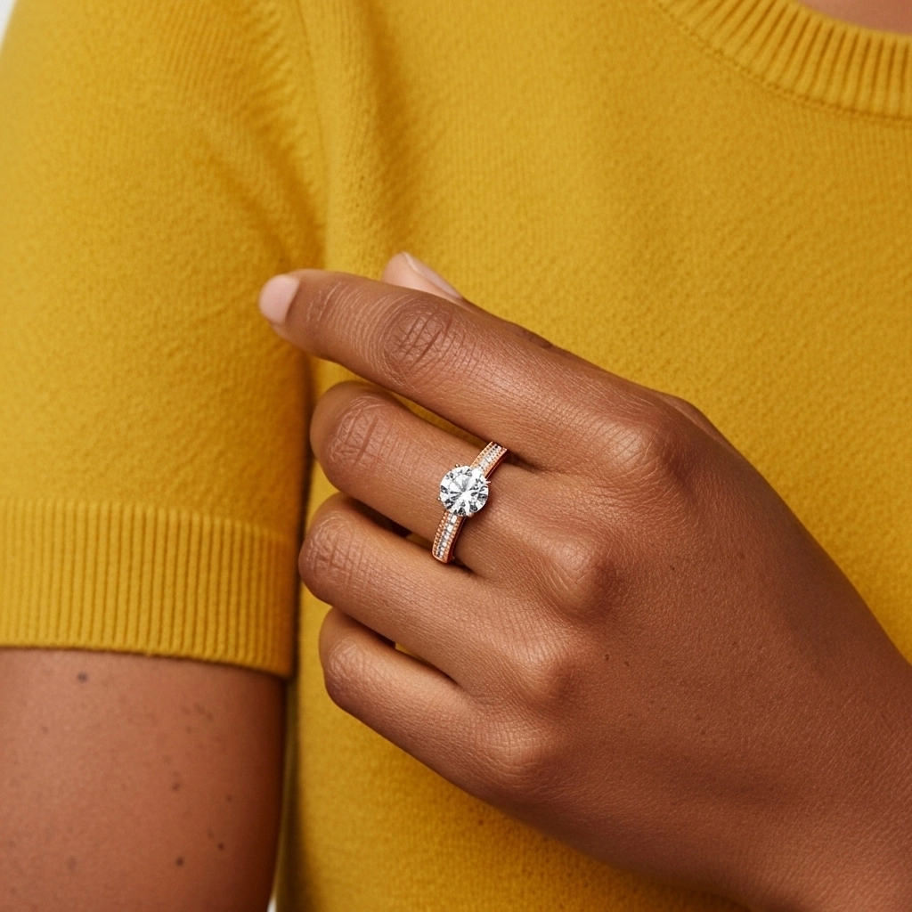 Argent sterling 925 Moissanite Bague de fiançailles