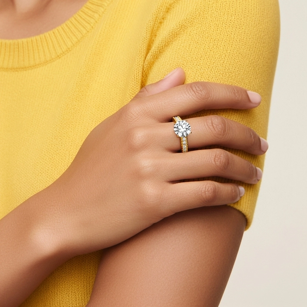 Oro 18K Moissanita Anillo de Compromiso