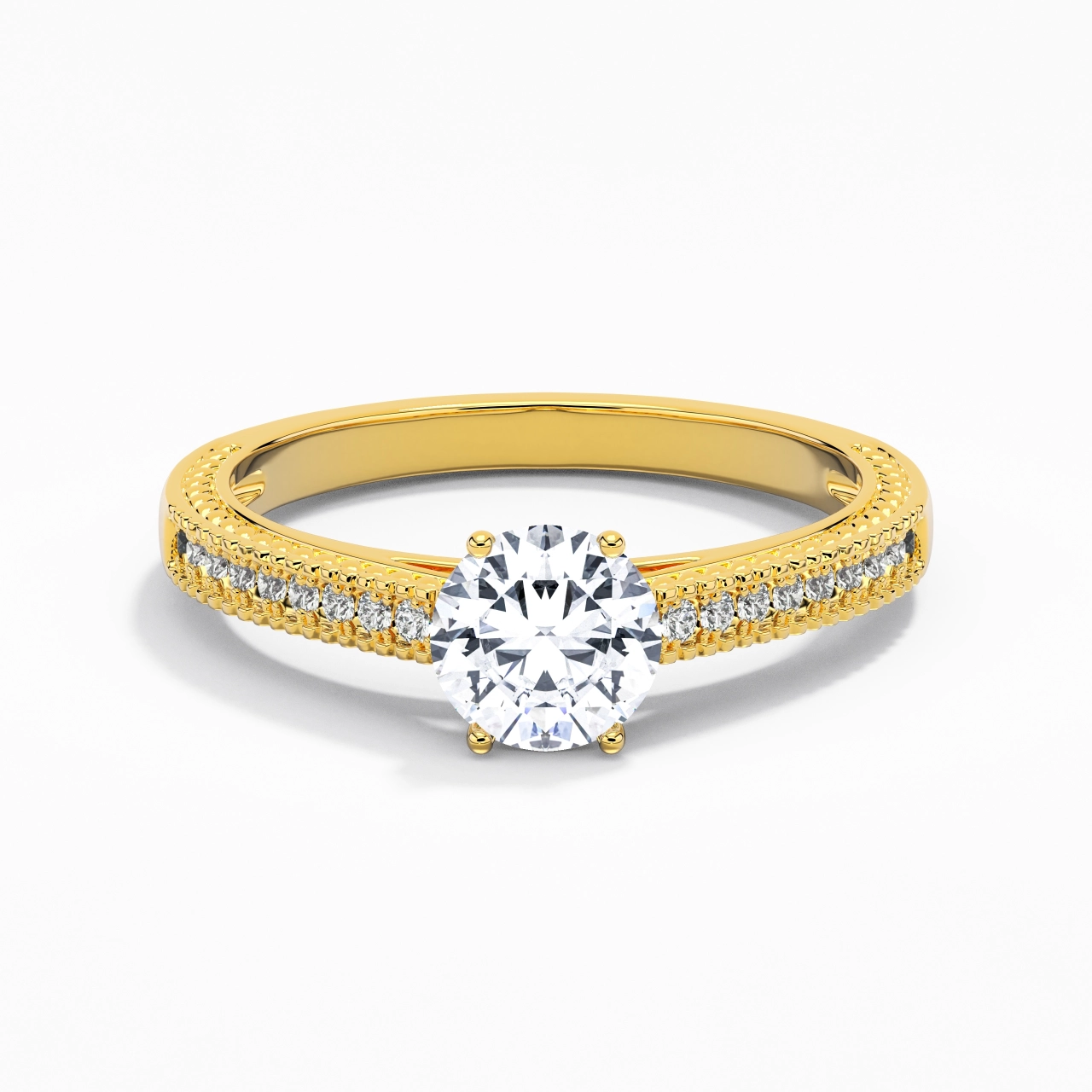 18K Gold Moissanite Engagement Ring