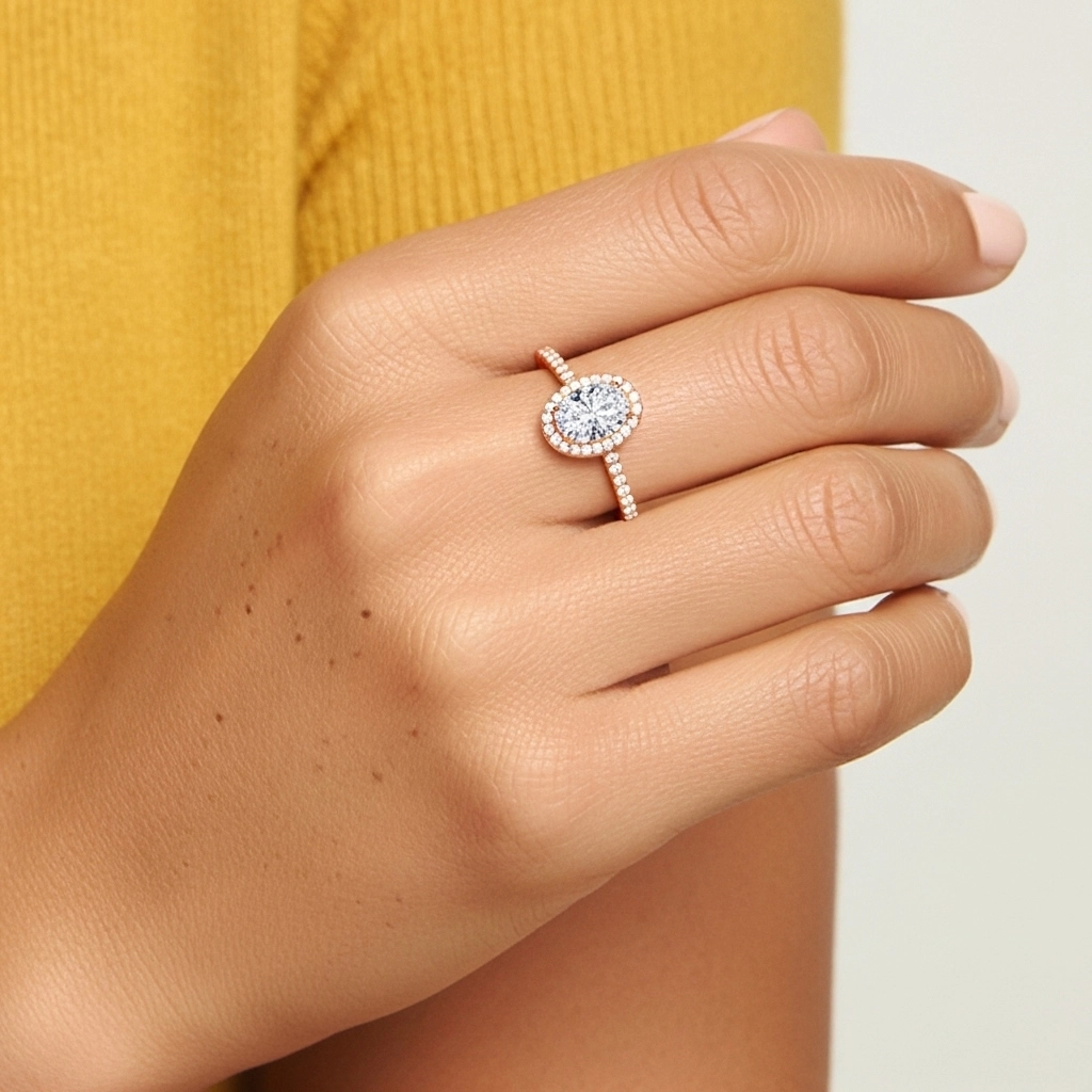 Oro rosa 18K Moissanita Anillo de Compromiso