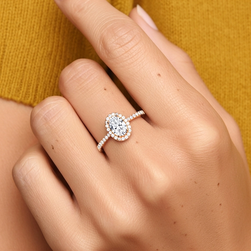 Oro rosa 18K Moissanita Anillo de Compromiso