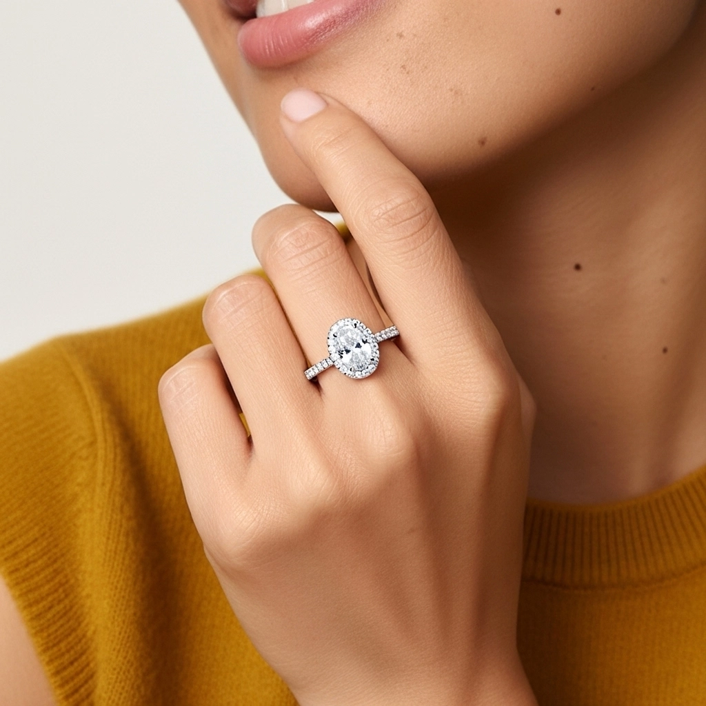 Argent sterling 925 Moissanite Bague de fiançailles