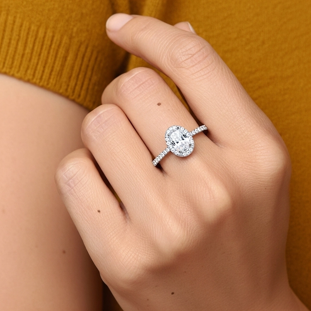 Argent sterling 925 Moissanite Bague de fiançailles