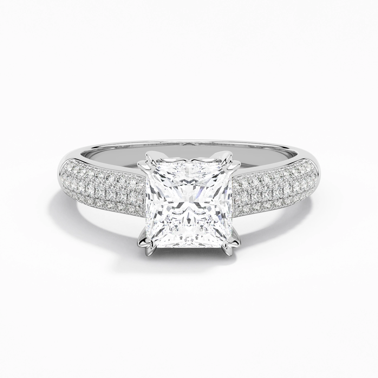 Or blanc 14 carats Moissanite Bague de fiançailles