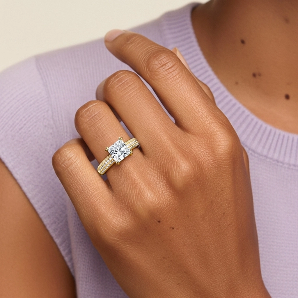 14K Gold Moissanite Engagement Ring