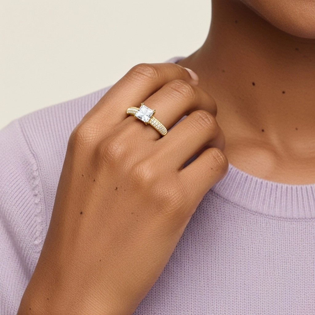 14K Gold Moissanite Engagement Ring