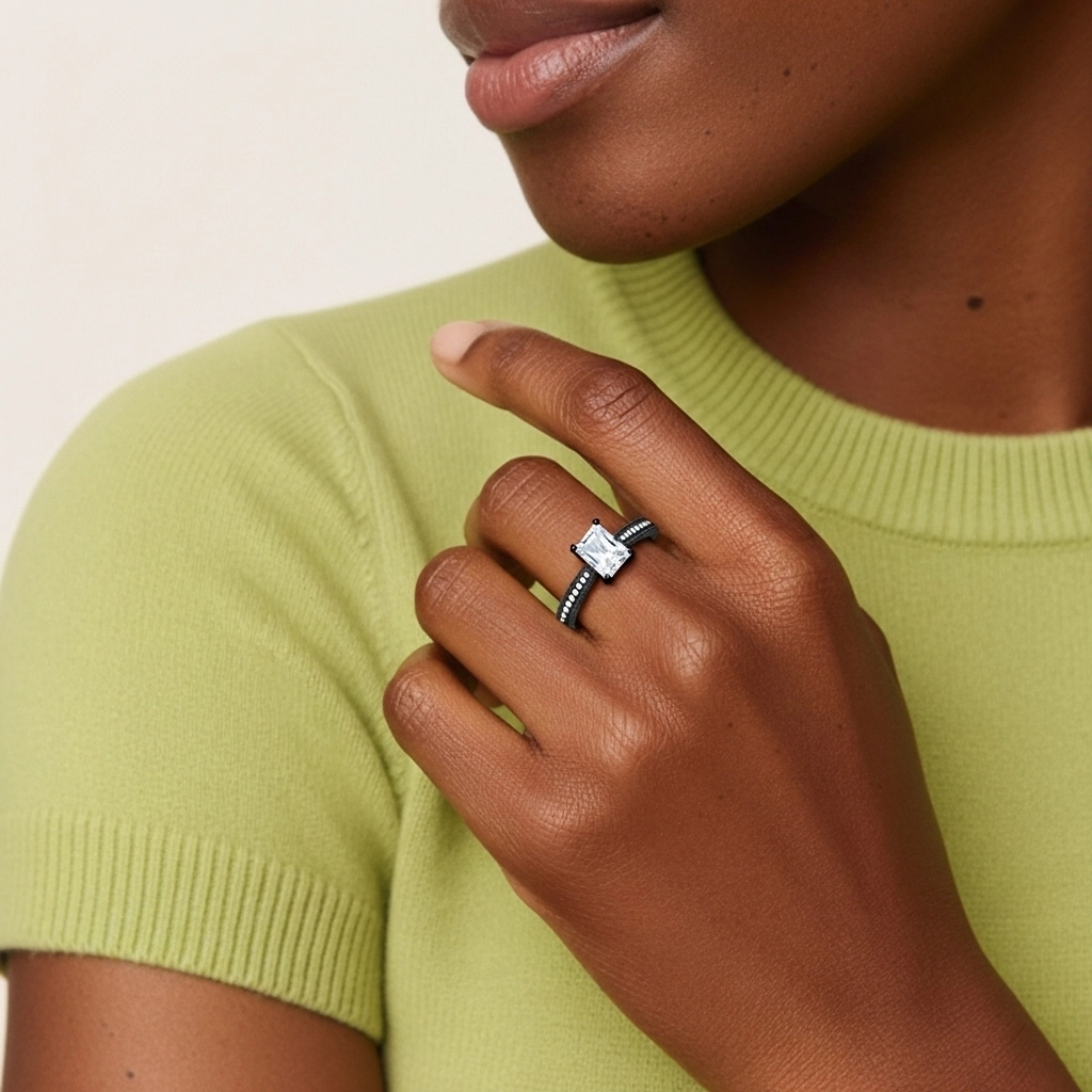 Argent sterling 925 Cathédrale Conique Inversée Bague de fiançailles