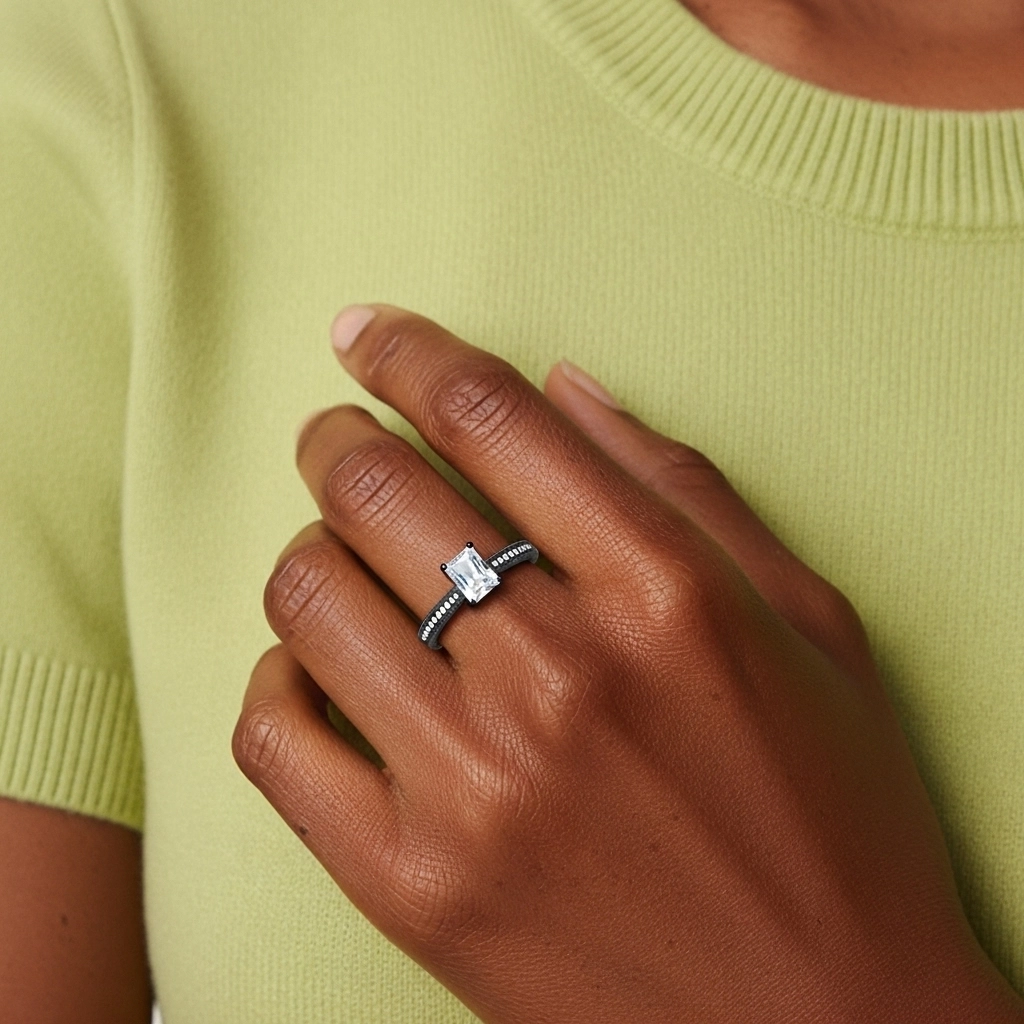 Argent sterling 925 Cathédrale Conique Inversée Bague de fiançailles