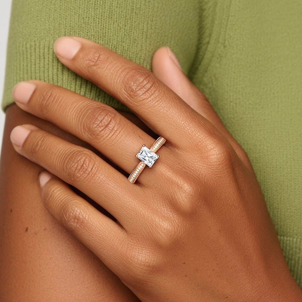 18K Rose Gold Cathedral Reverse Tapered Engagement Ring