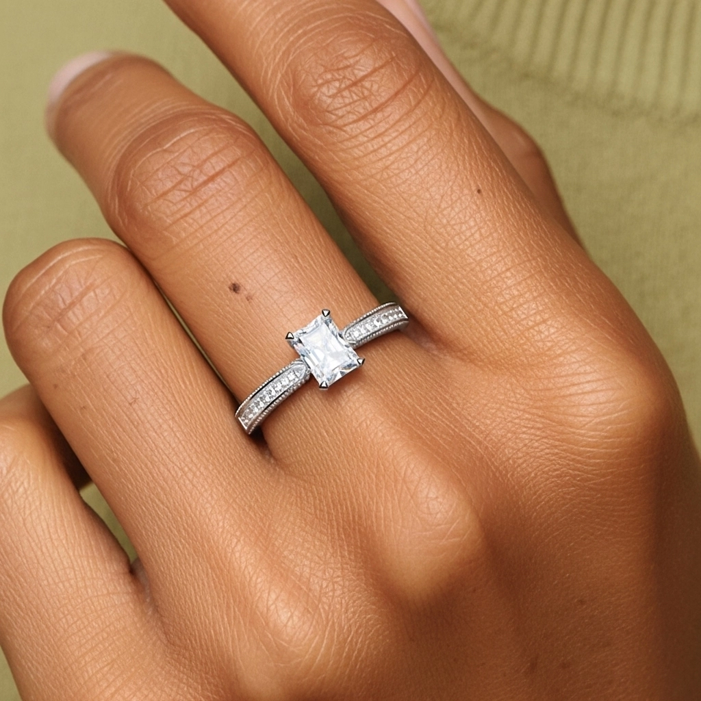 Argent sterling 925 Cathédrale Conique Inversée Bague de fiançailles