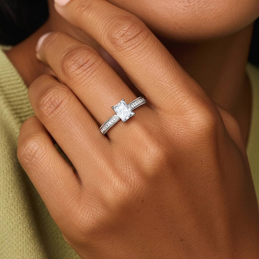 Argent sterling 925 Cathédrale Conique Inversée Bague de fiançailles