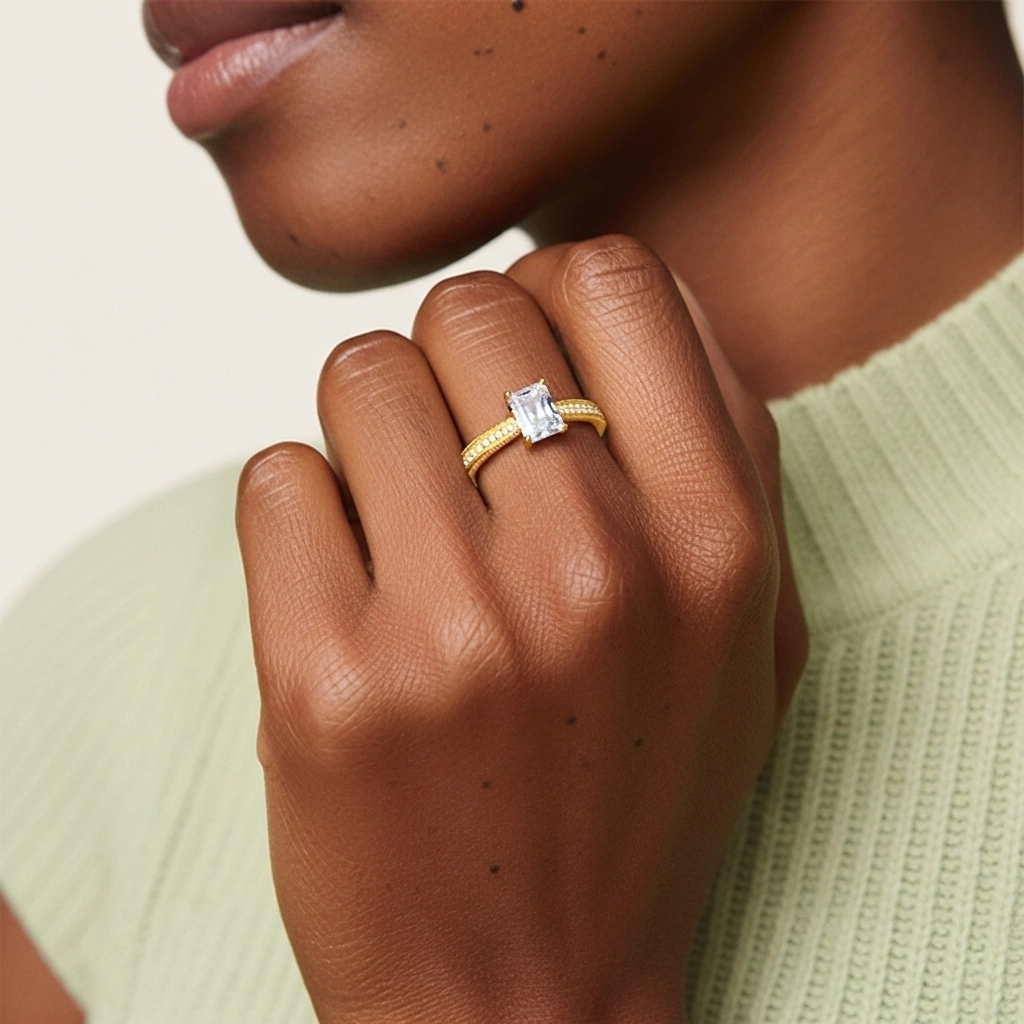 925 Sterling Silver Cathedral Reverse Tapered Engagement Ring