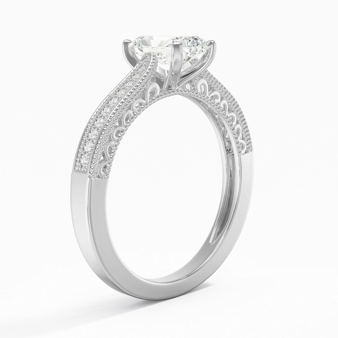 Platinum Cathedral Reverse Tapered Engagement Ring