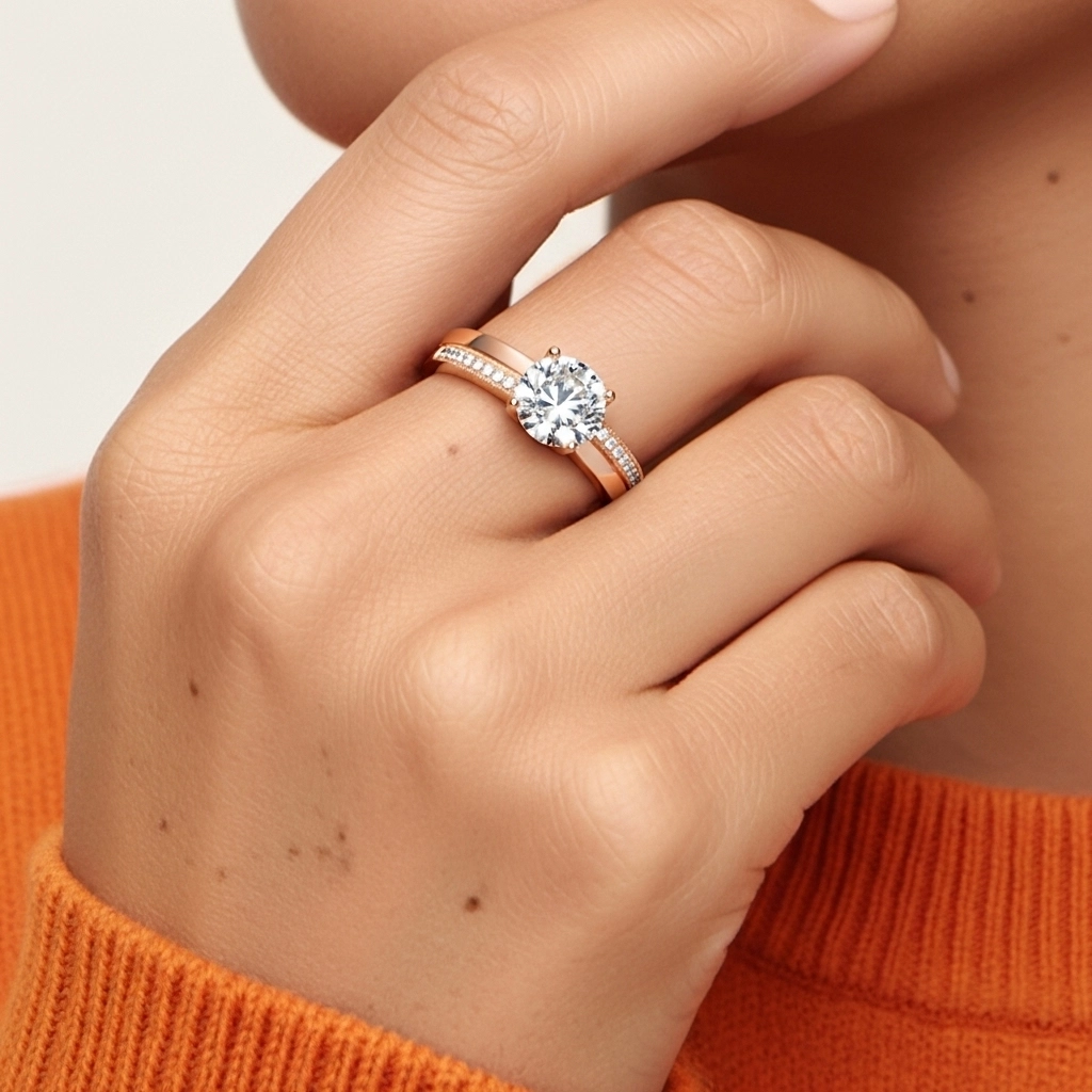 925 Sterling Silver Moissanite Engagement Ring