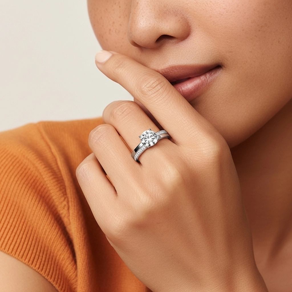 Platinum Moissanite Engagement Ring