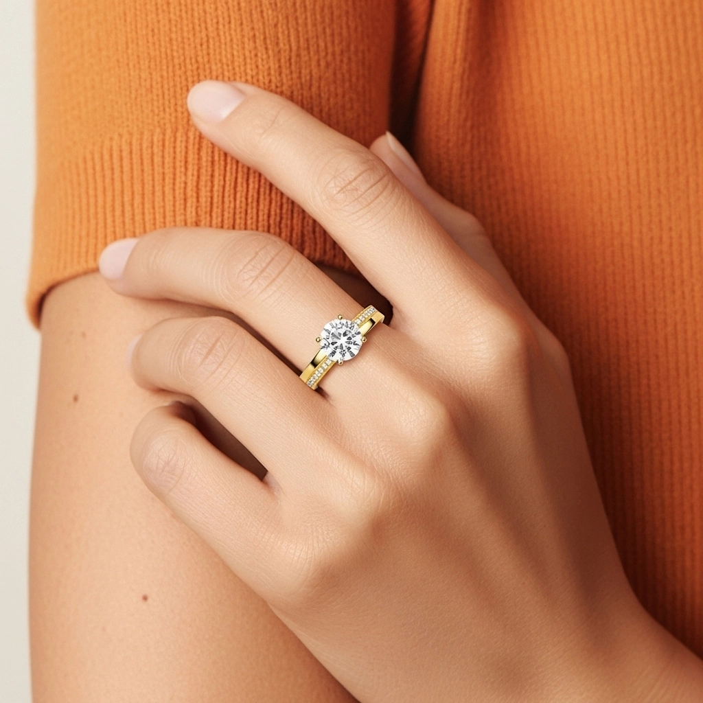 14K Gold Moissanite Engagement Ring