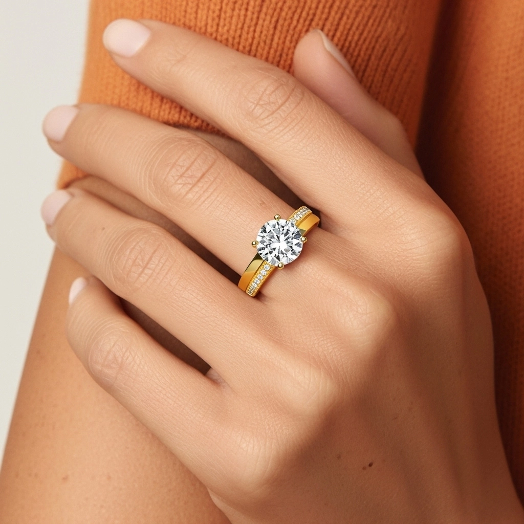 14K Gold Moissanite Engagement Ring