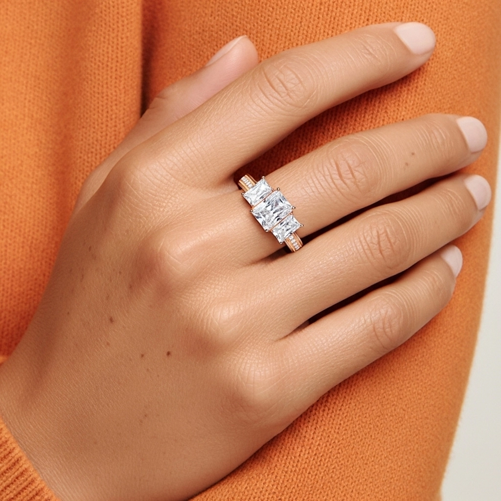 925 Sterling Silver Moissanite Engagement Ring