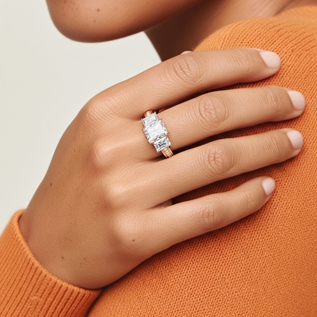 925 Sterling Silver Moissanite Engagement Ring