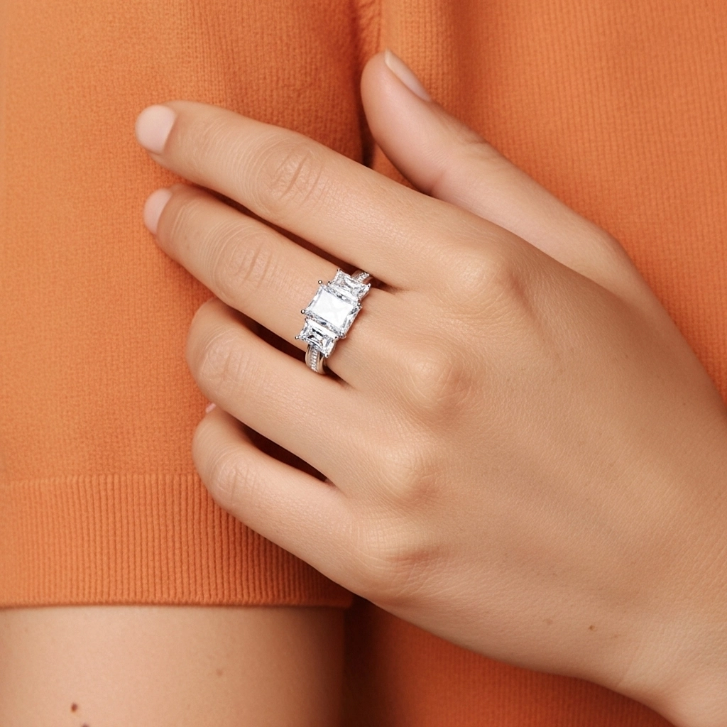 Platinum Moissanite Engagement Ring