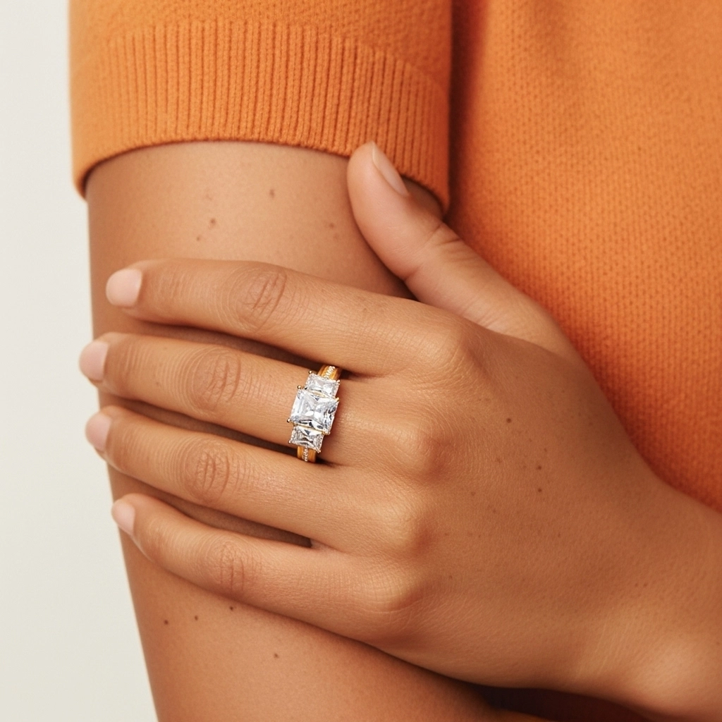 925 Sterling Silver Moissanite Engagement Ring