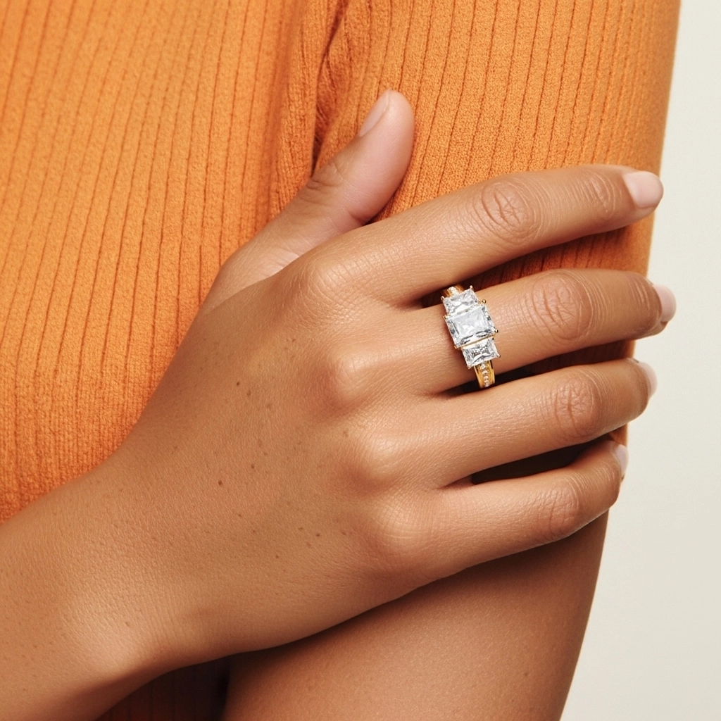 925 Sterling Silver Moissanite Engagement Ring