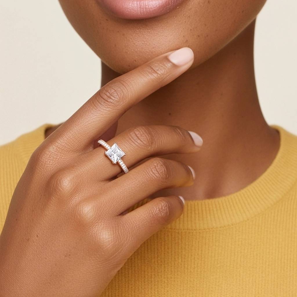 14K Rose Gold Moissanite Engagement Ring