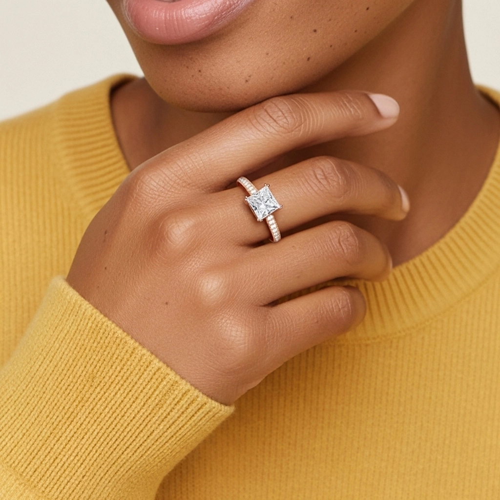 14K Rose Gold Moissanite Engagement Ring