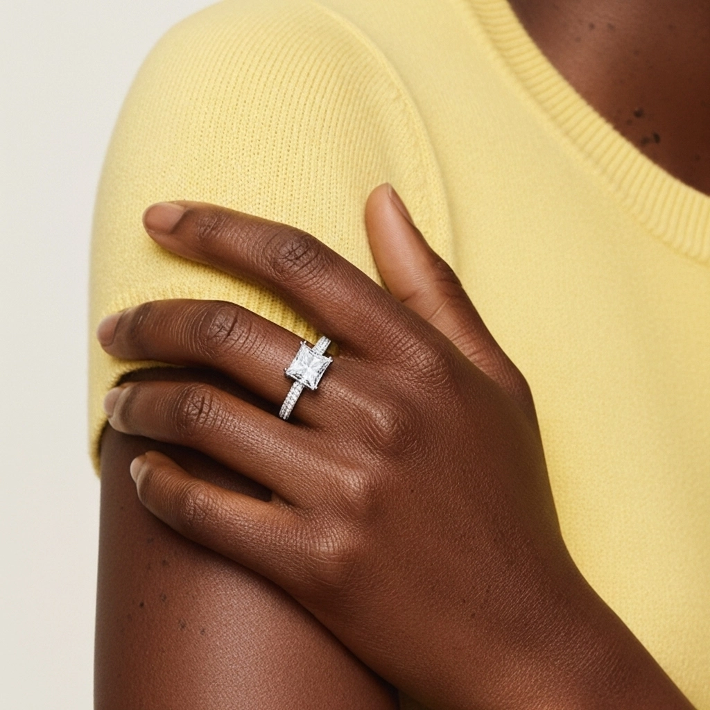 Platinum Moissanite Engagement Ring