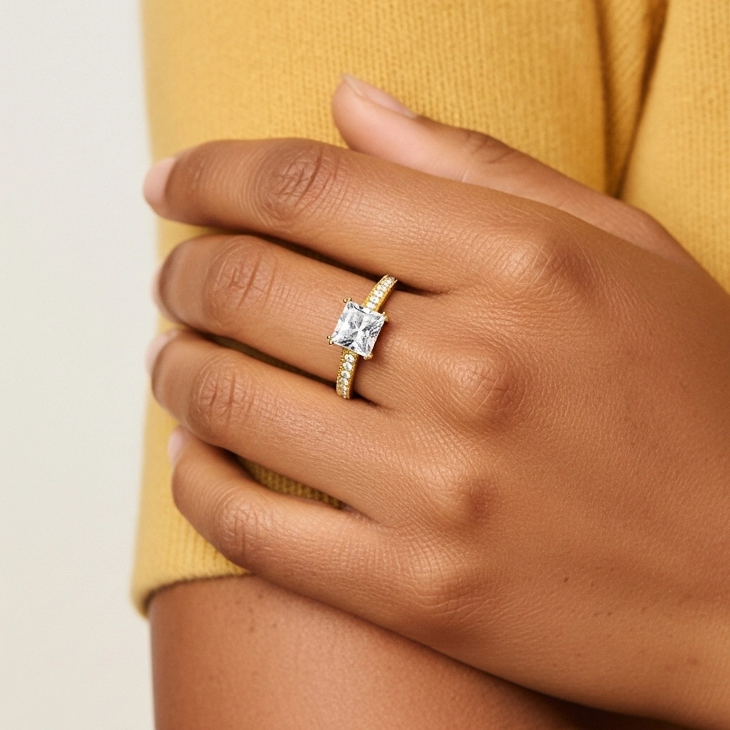 14K Gold Moissanite Engagement Ring