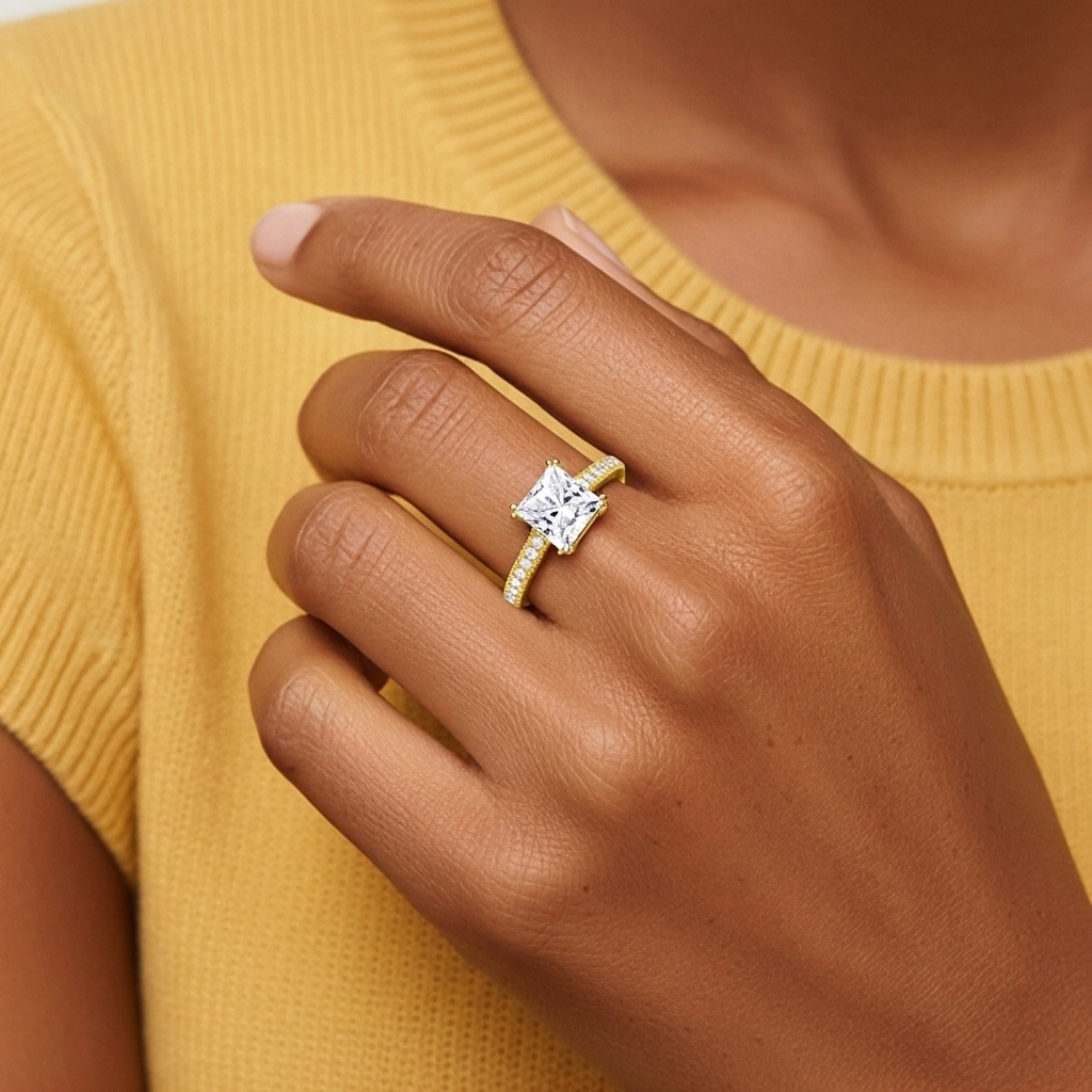 14K Gold Moissanite Engagement Ring