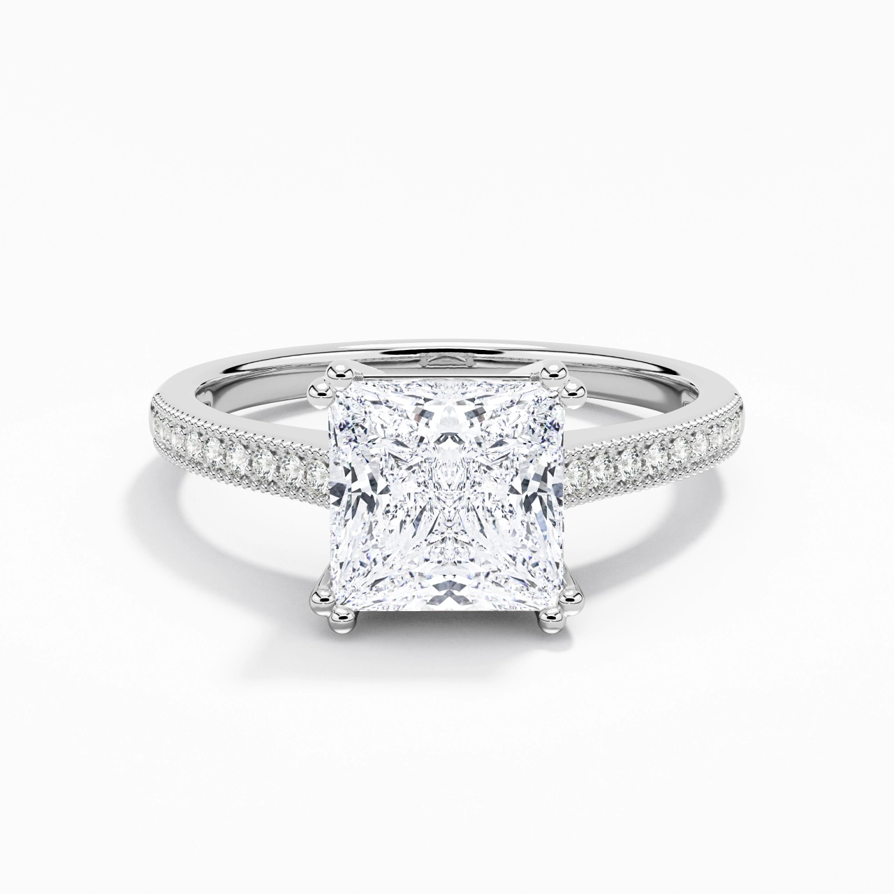 14K White Gold Moissanite Engagement Ring