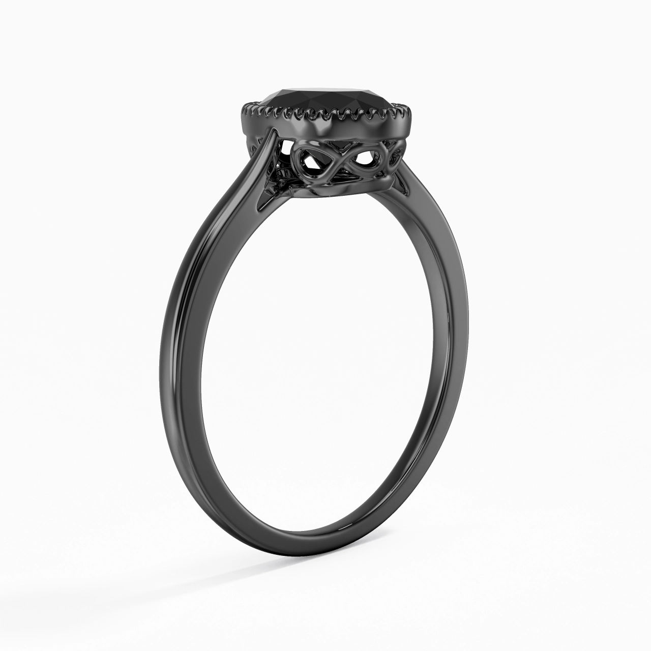Vintage Infinity Milgrain Oval Cut Engagement Ring