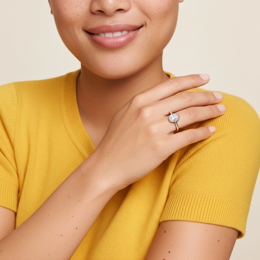 14K Rose Gold Moissanite Engagement Ring