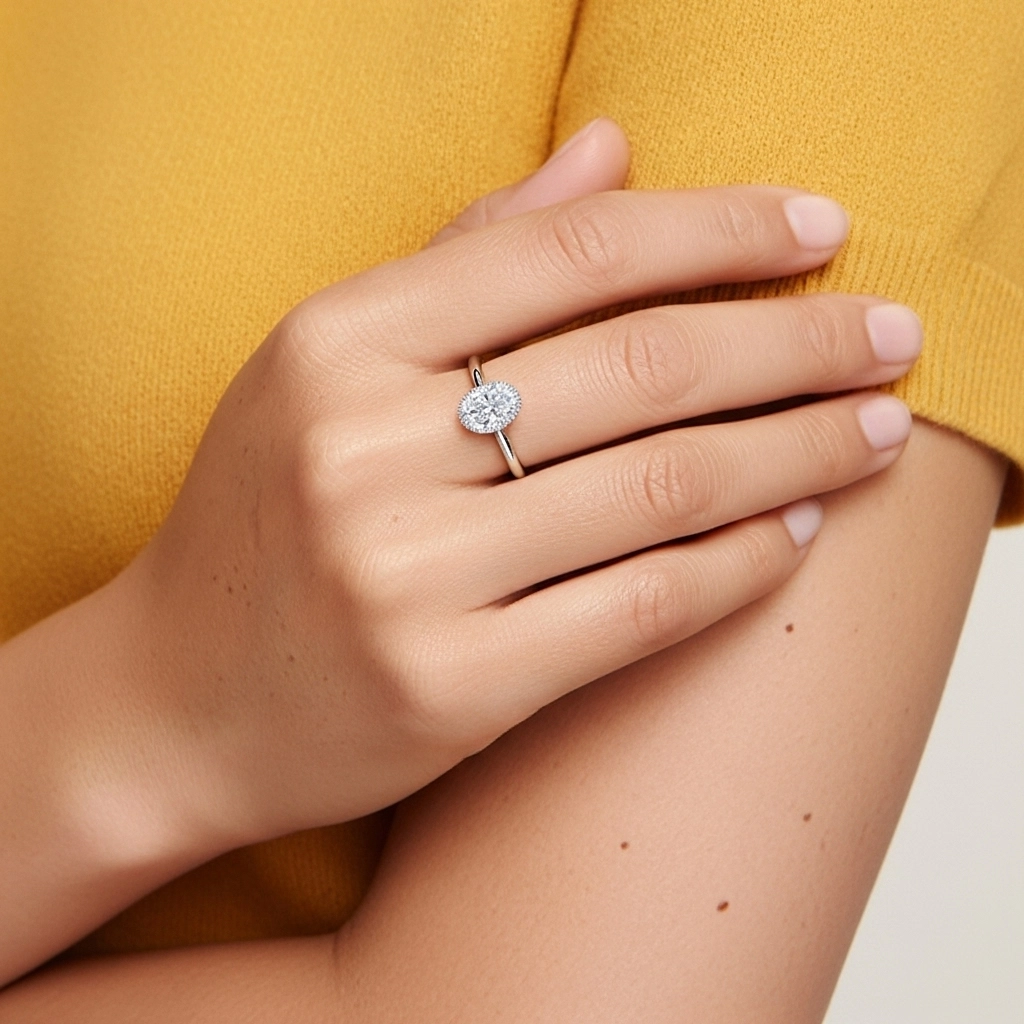 14K White Gold Moissanite Engagement Ring