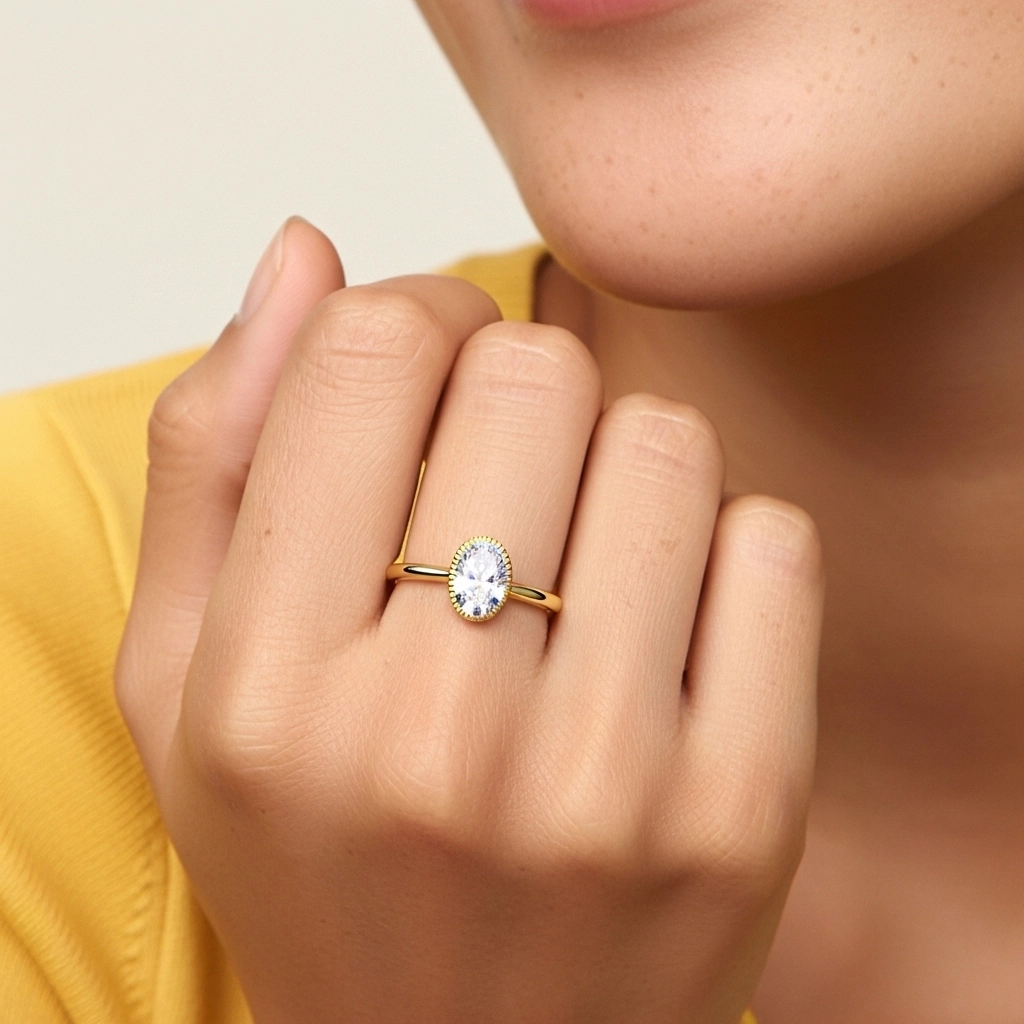 14K Gold Moissanite Engagement Ring