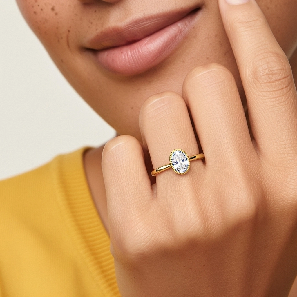 14K Gold Moissanite Engagement Ring