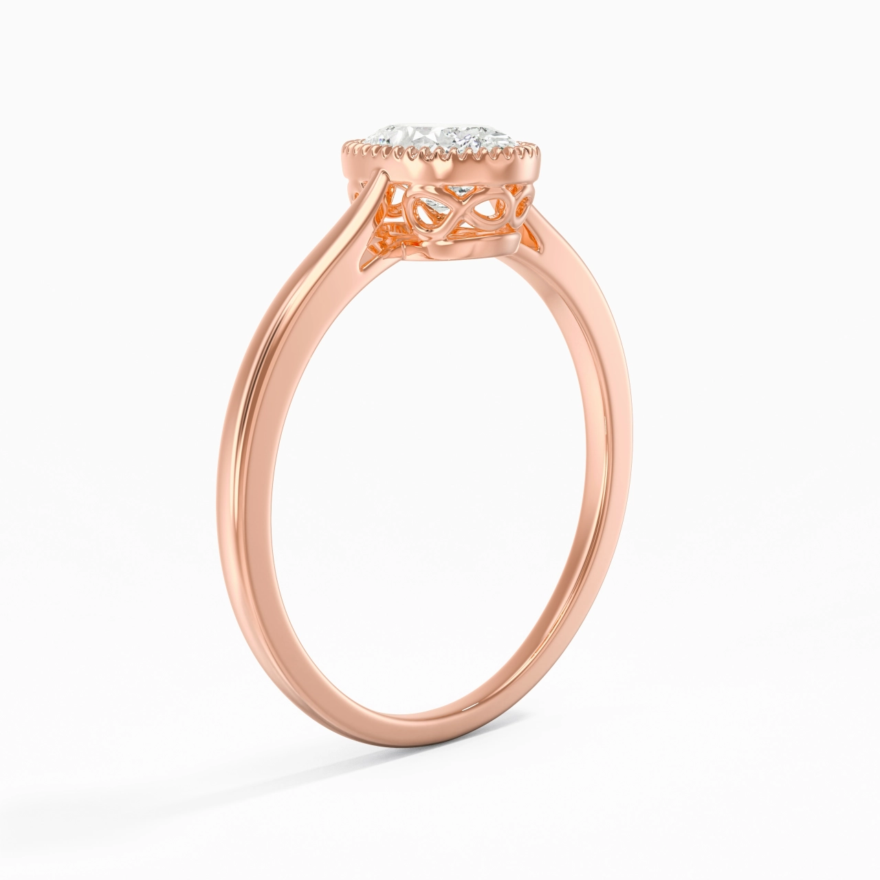 Vintage Infinity Milgrain Oval Cut Engagement Ring
